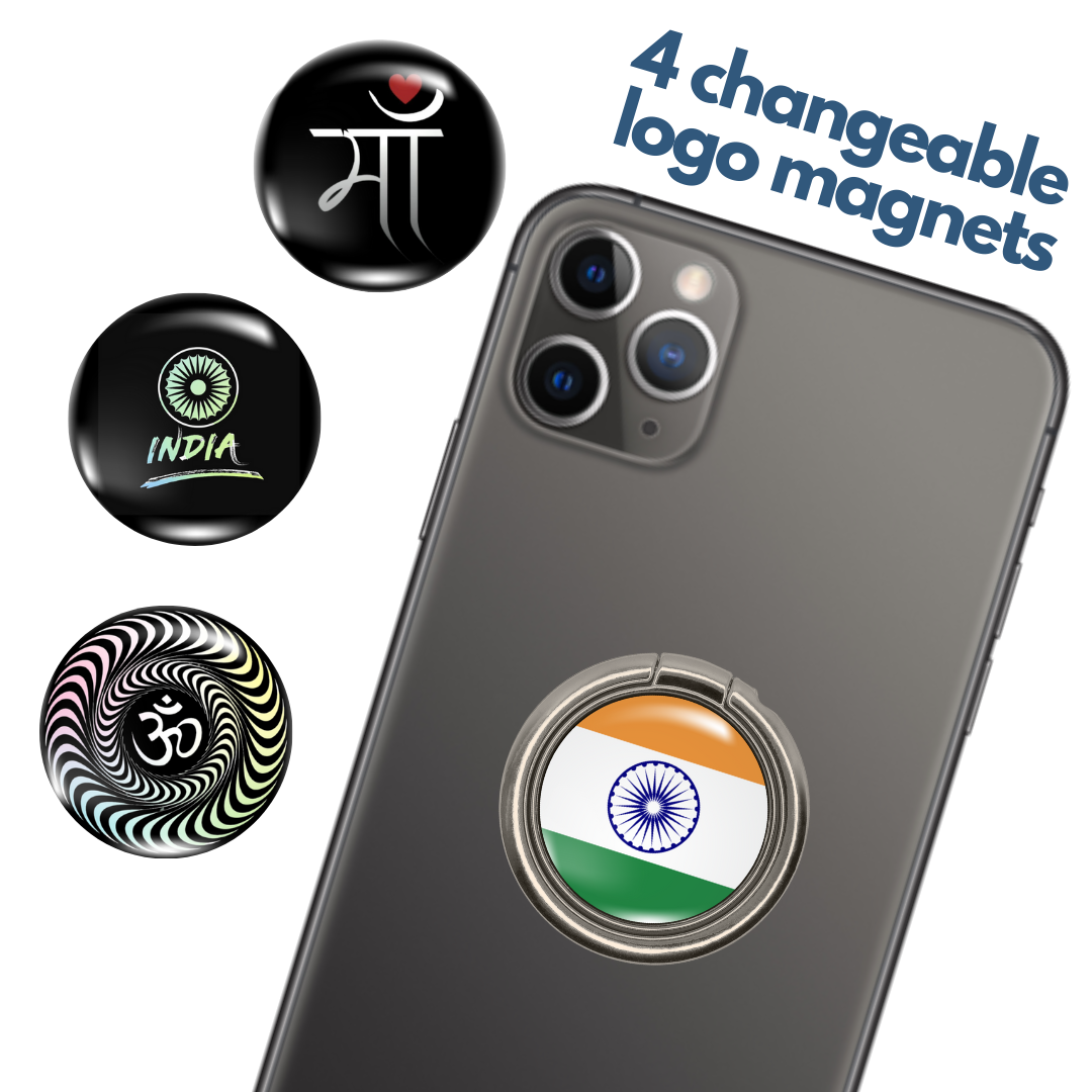 360 Holo-Ring Mobile Holder with 4 Changeable Logo Magnets - Swap-n-Snap