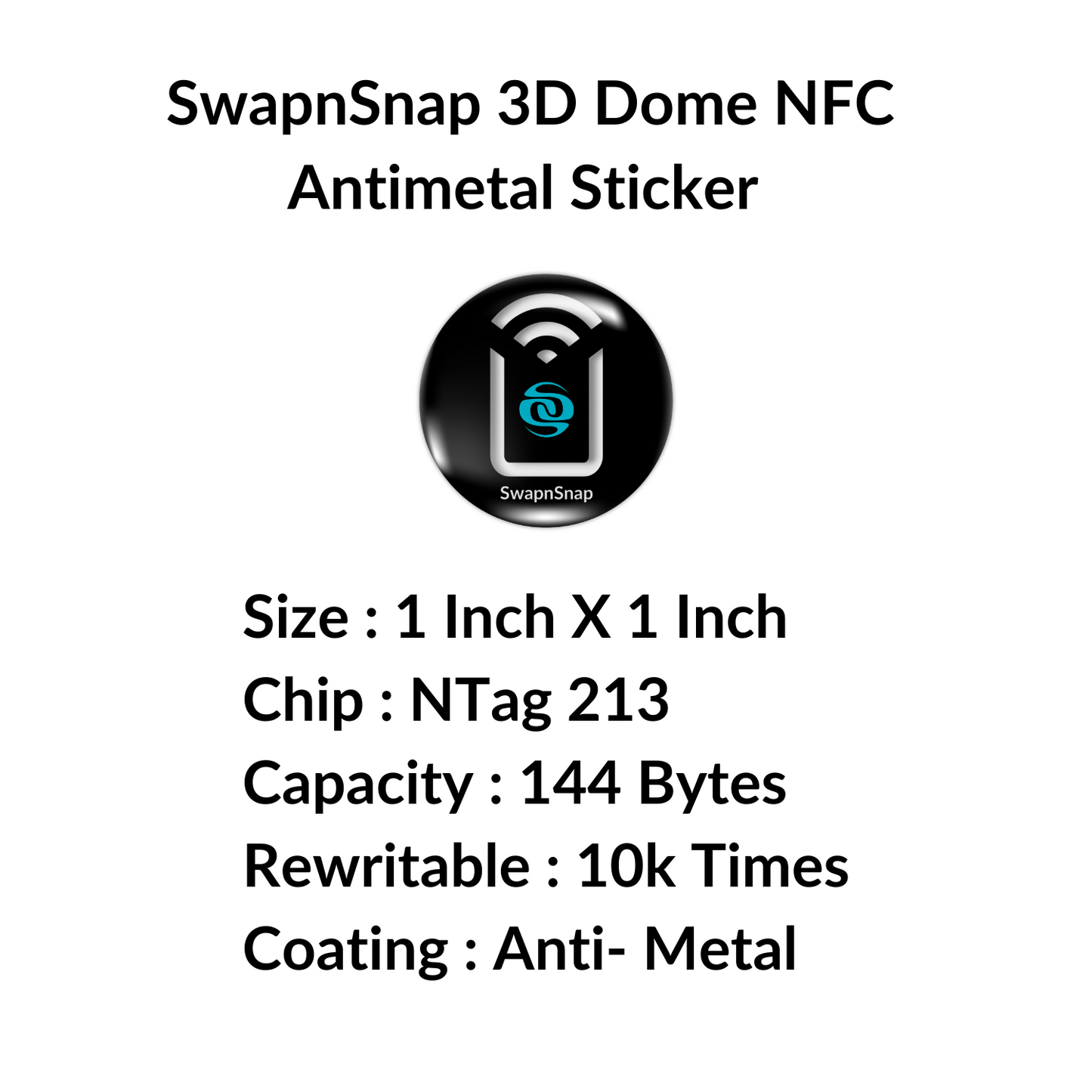 NFC TAG EPOXY STICKER WITH ANTIMETAL LAYER - SET OF 3 PCS - Swap-n-Snap