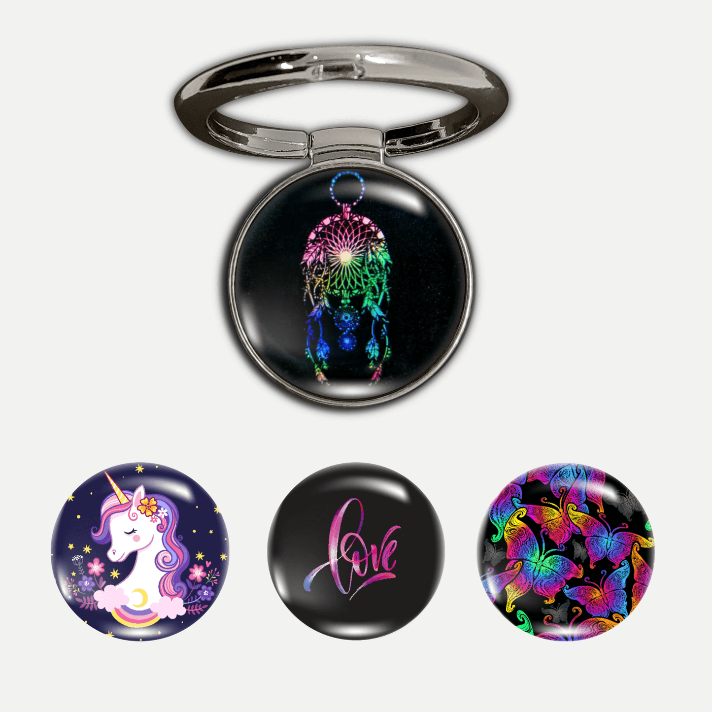 360 Holo-Ring Mobile Holder with 4 Changeable Logo Magnets - Swap-n-Snap