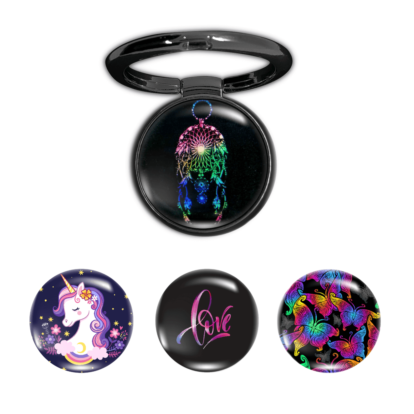 360 Holo-Ring Mobile Holder with 4 Changeable Logo Magnets - Swap-n-Snap