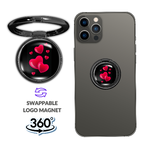 360° Holo-Ring holder for mobile with swappable logo magnet