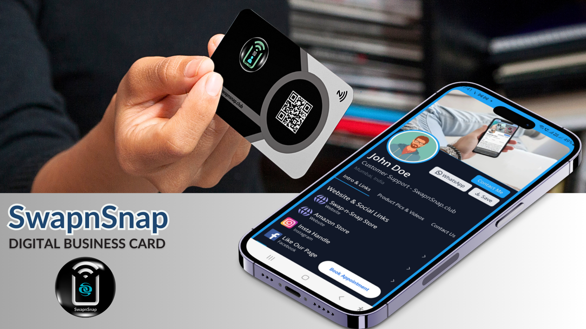 NFC Digital business Card Tag Tap Profile Social Media Link Smart