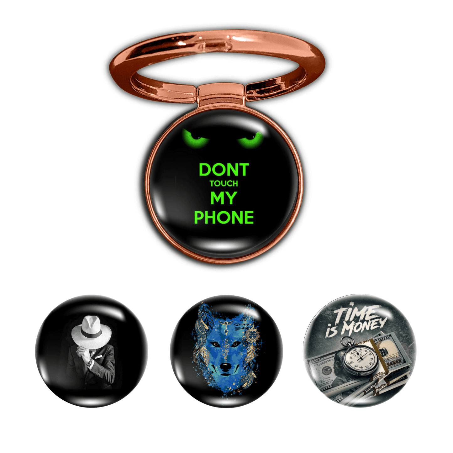 360 Holo-Ring Mobile Holder with 4 Changeable Logo Magnets - Swap-n-Snap