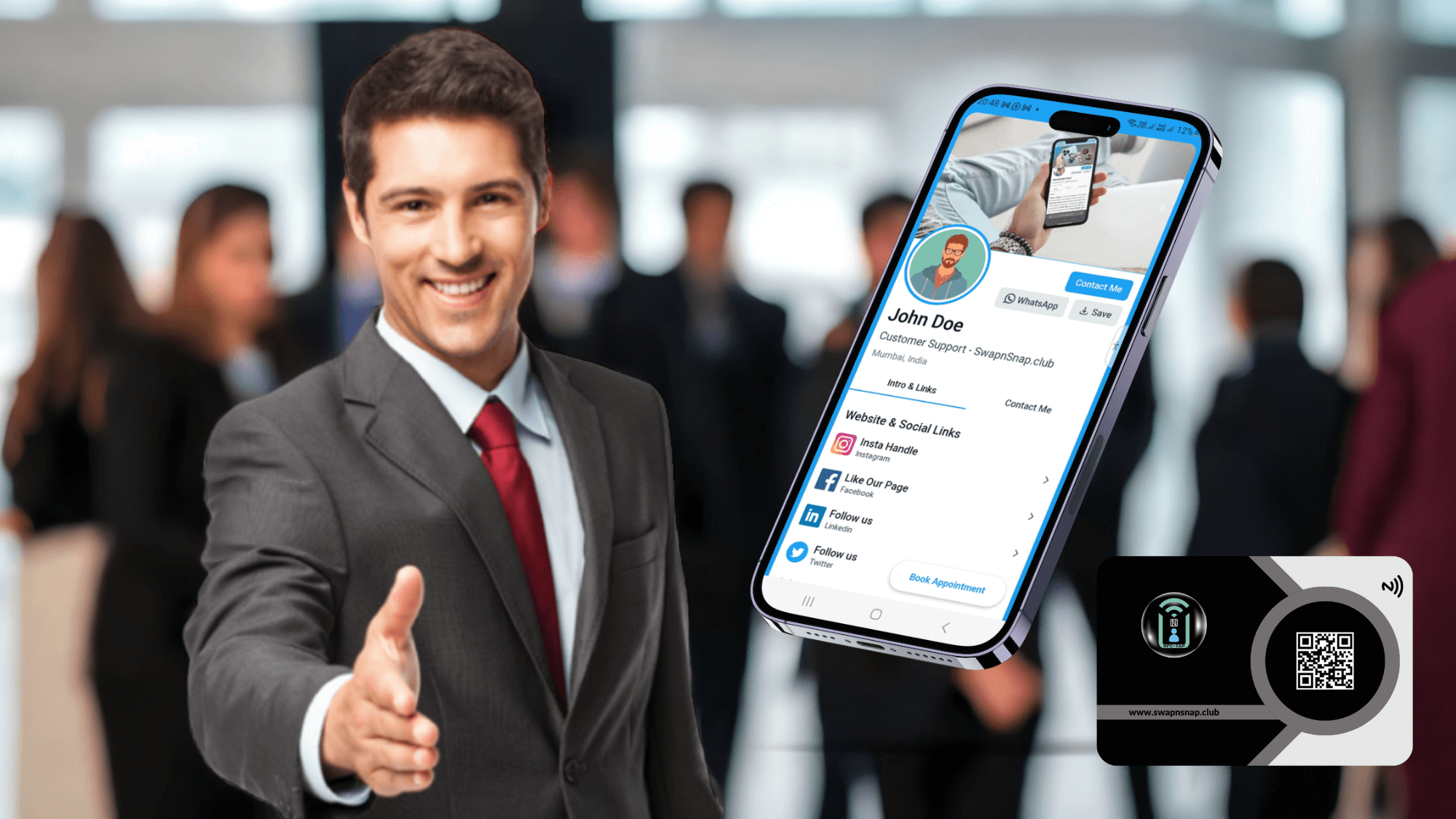 nfc digital business card microsite tap n share swapnsnap smart profile social media